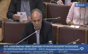 Τοποθέτηση του βουλευτή Ημαθίας Χρήστου Αντωνίου στην Επιτροπή Απολογισμού, την Τρίτη 14.11.2017