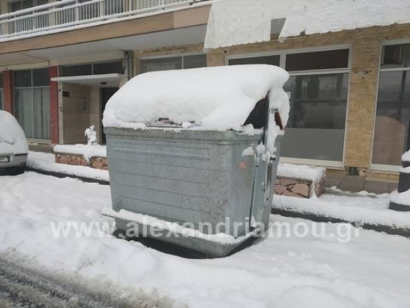 Προβλήματα στην αποκομιδή των σκουπιδιών λόγω χιονιού και παγετού στο Δήμο Αλεξάνδρειας