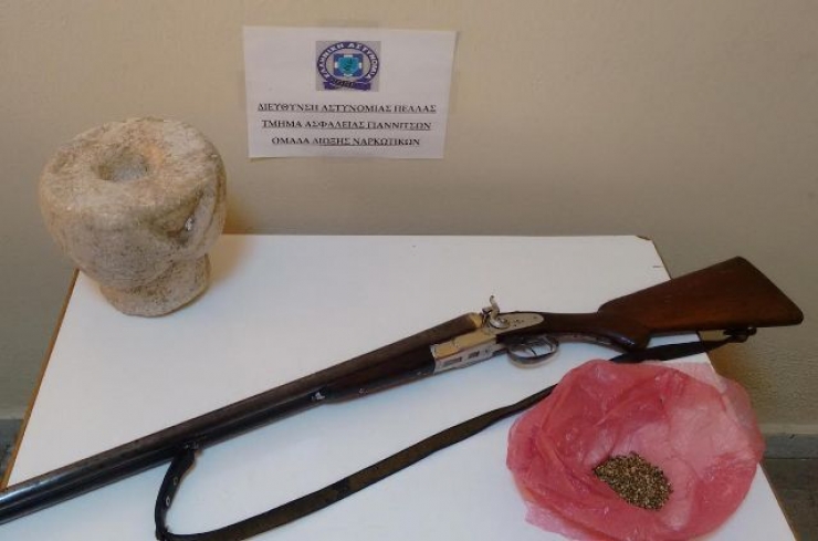 Συνελήφθη 60χρονος στα Γιαννιτσά για κατοχή αρχαίου αντικειμένου και φυτών κάνναβης