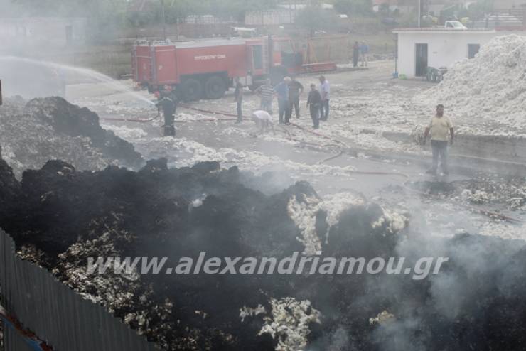 Φωτιά σε χώρο συγκέντρωσης βαμβακιού στα Τρίκαλα Ημαθίας (φώτο-βίντεο)