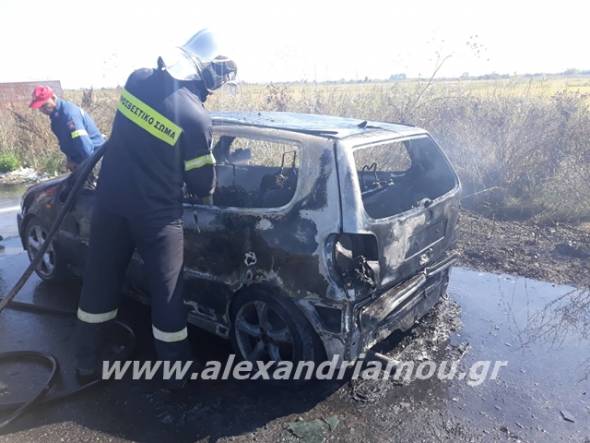 Φωτιά σε αυτοκίνητο εν κινήσει λίγο έξω από την Αλεξάνδρεια (φώτο-βίντεο