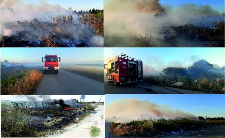 Φωτιά στον κόμβο Κλειδίου δίπλα στην Εθνική οδό