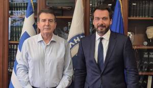 Συνάντηση Τάσου Μπαρτζώκα με τον Μιχάλη Χρυσοχοΐδη για την ίδρυση Τμήματος Τροχαίας Αυτοκινητοδρόμων στην Ημαθία