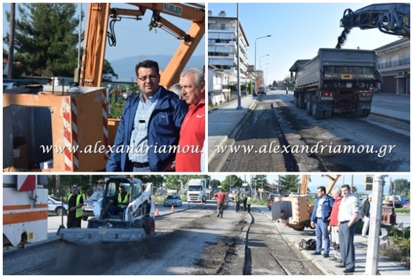 Εργασίες αποκατάστασης του οδοστρώματος στην οδό 28ης Οκτωβρίου στην Αλεξάνδρεια