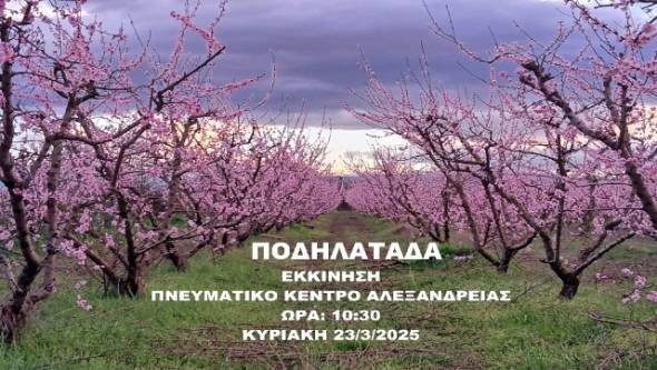 Ποδηλατάδα στις Ανθισμένες Ροδακινιές με αφετηρία το Πνευματικό Κέντρο Αλεξάνδρειας