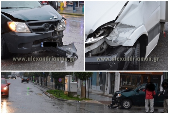 Τροχαίο ατύχημα στην Αλεξάνδρεια-Υλικές ζημιές